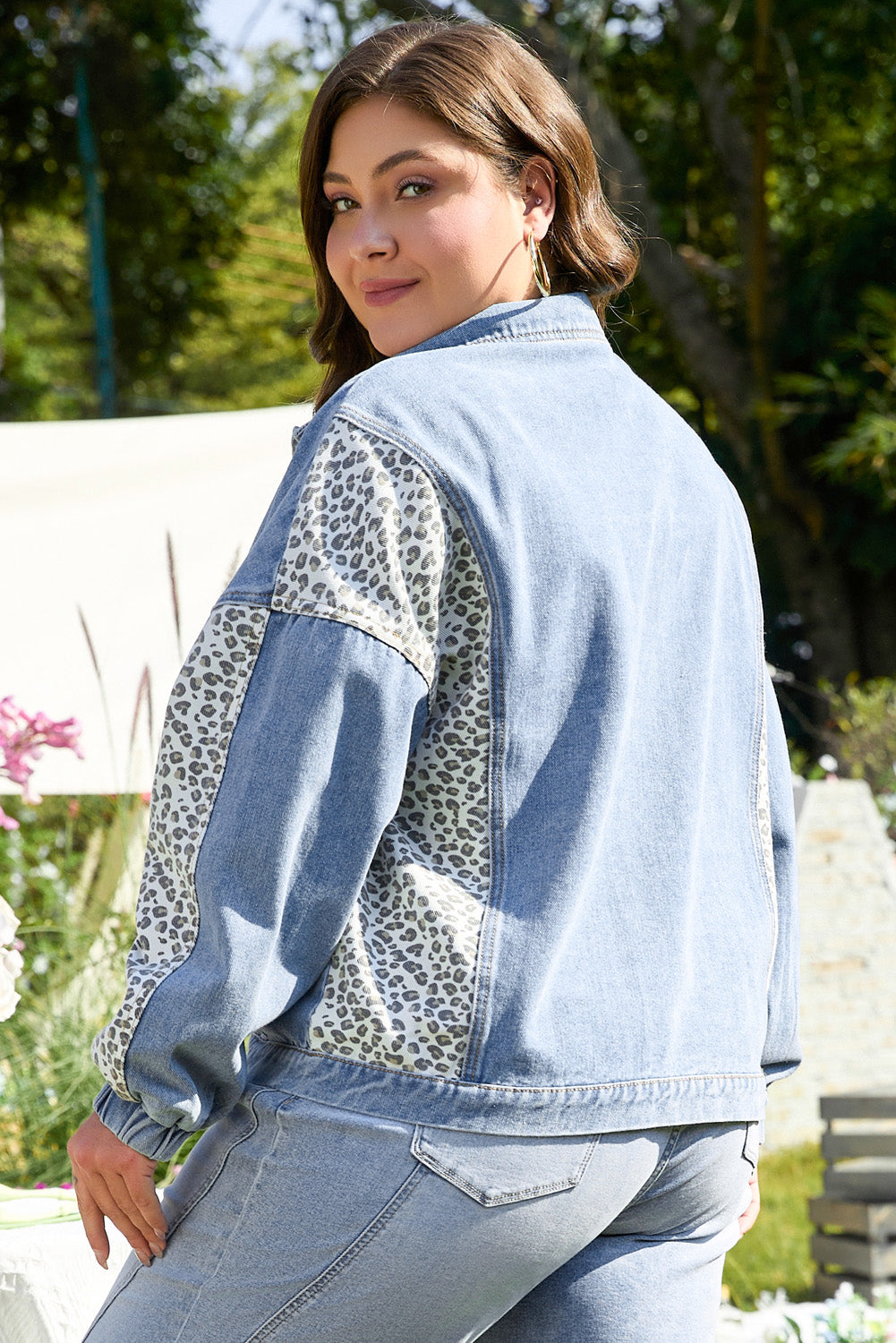 Beau Blue Leopard Patchwork Flap Denim Jacket Plus Size Dear-Lover Dropshipping